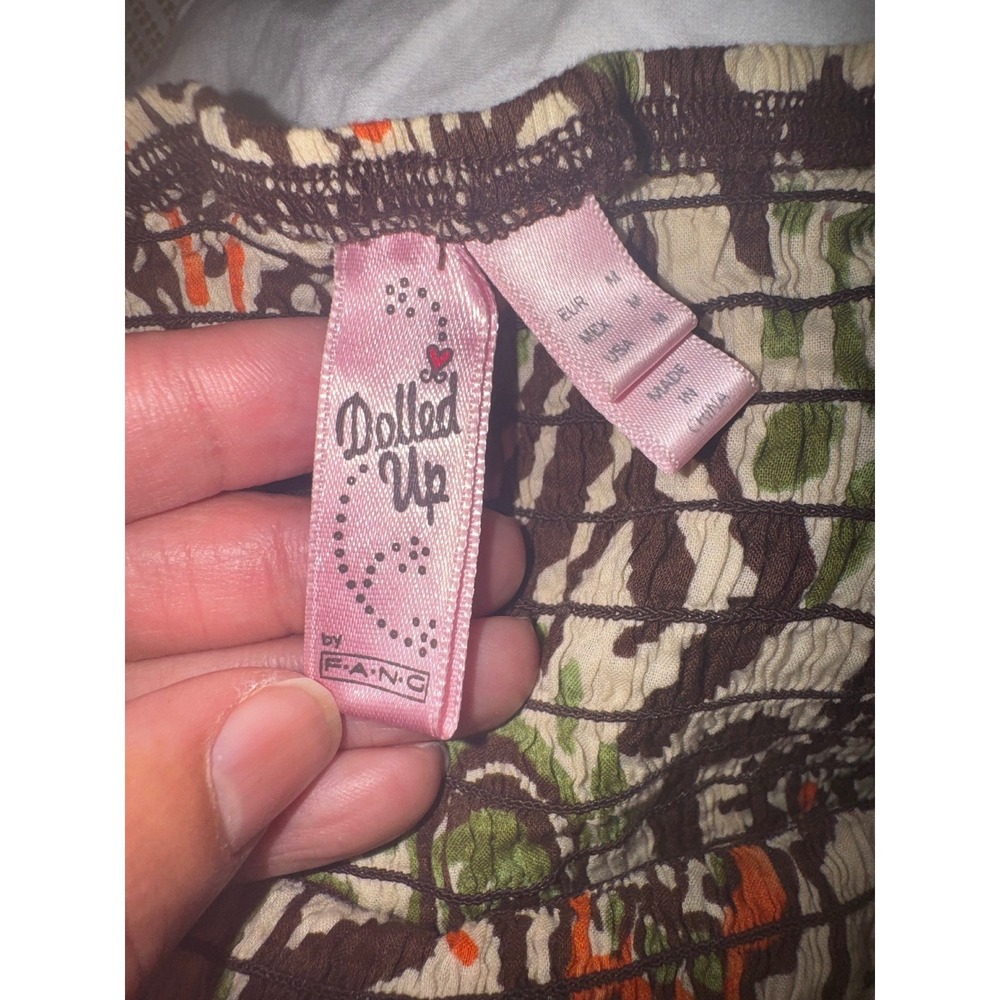 Vtg Y2K Dolled Up by F.A.N.G Sz M Smocked Tube Top Floral Beaded Boho Hippie - Picture 9 of 10